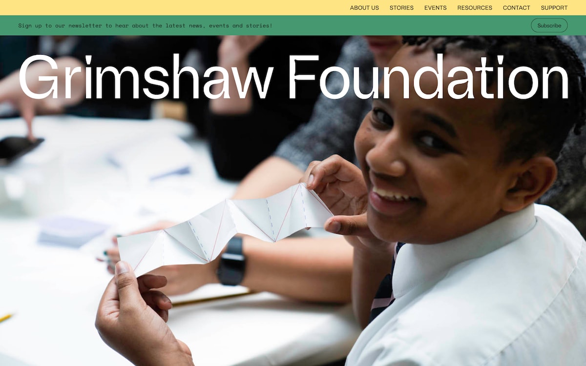 Screenshot of the Grimshaw Foundation homepage
