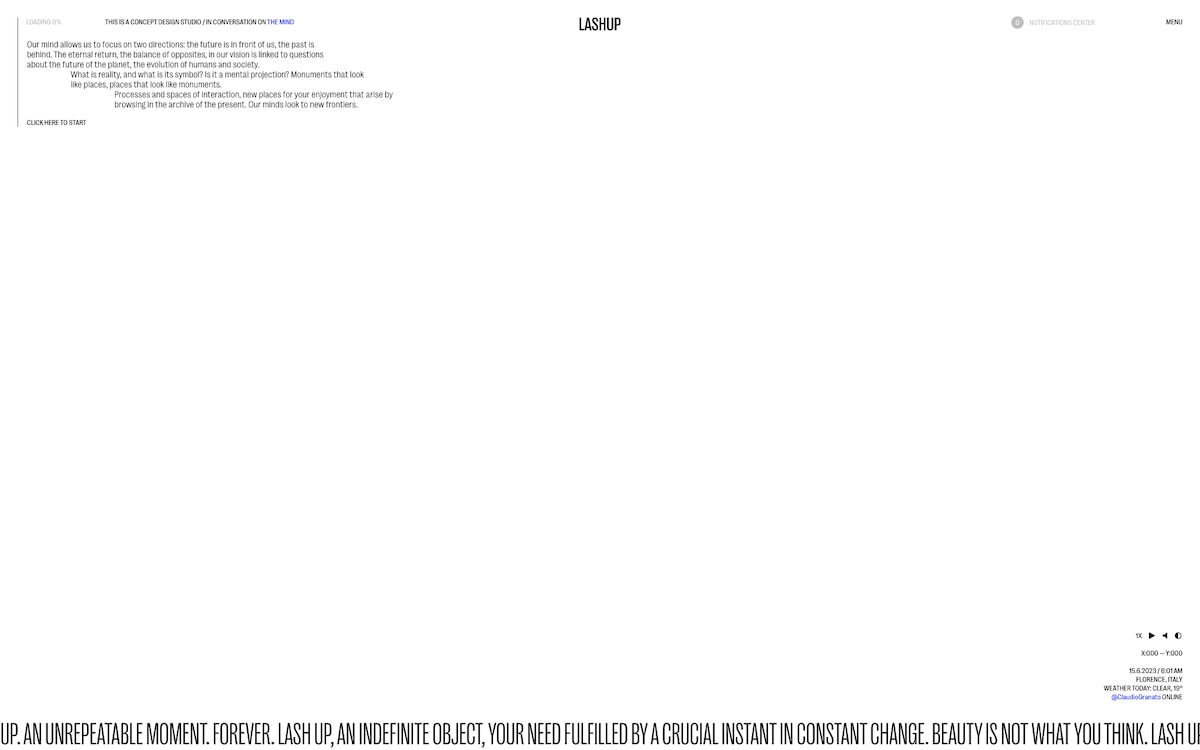 Screenshot of the Lashup homepage